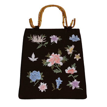 Tasche Leinen, Bambushenkel, Handtaschen, Asiatisch, 6602